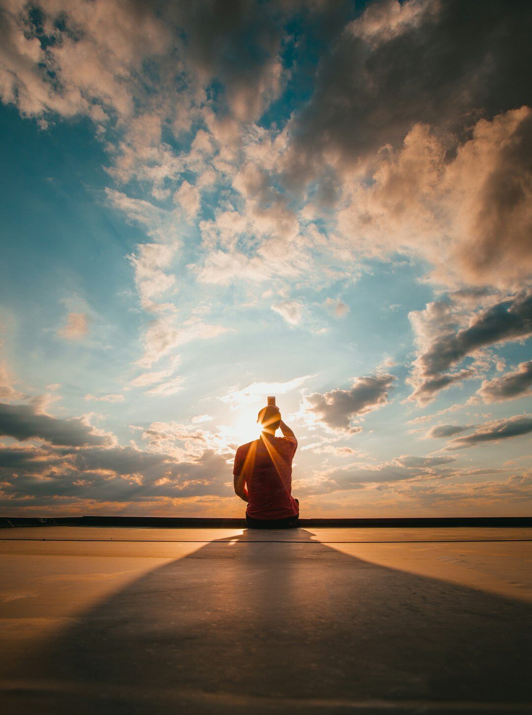 person meditating alone