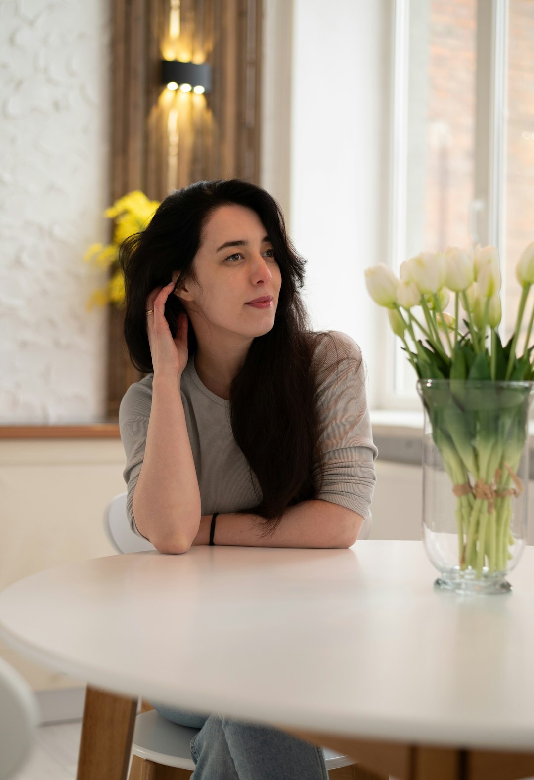 woman listening attentively